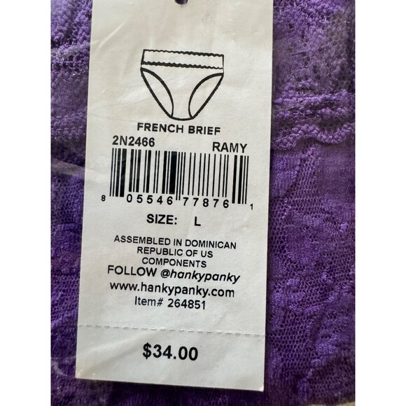 Hankypanky French Brief Size Large Purple Ramy NWT $34. - Picture 4 of 5